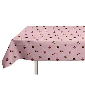 Nappe toile cirée rectangle - 140 x 240 cm - cup cake rose