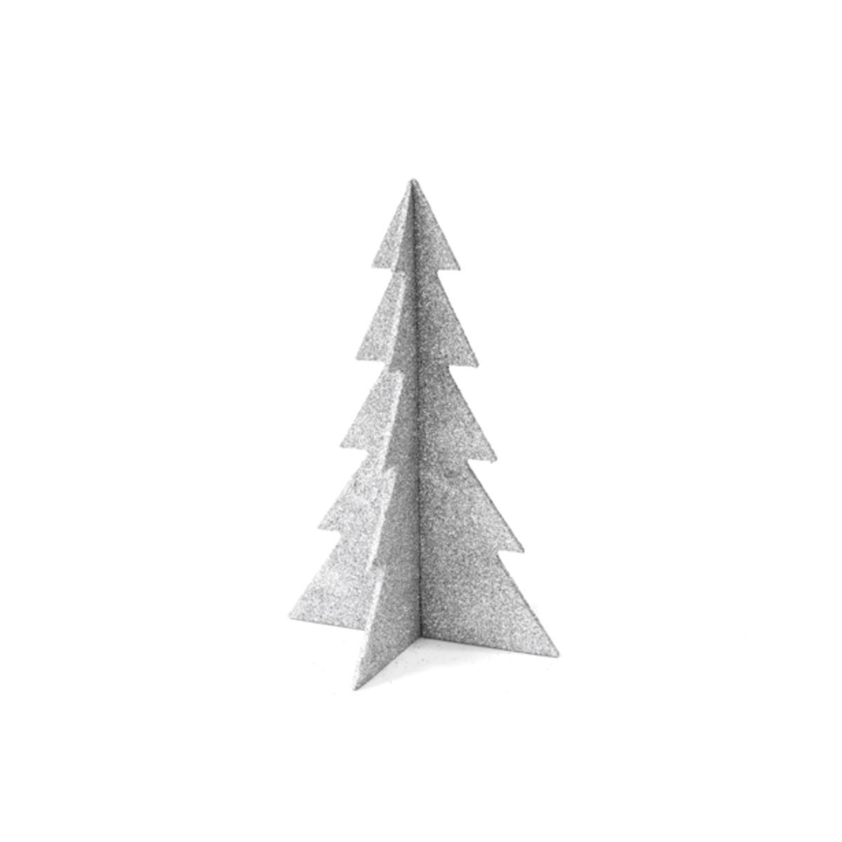Arbre décor de table Noël - 12 x 19 cm - Gris