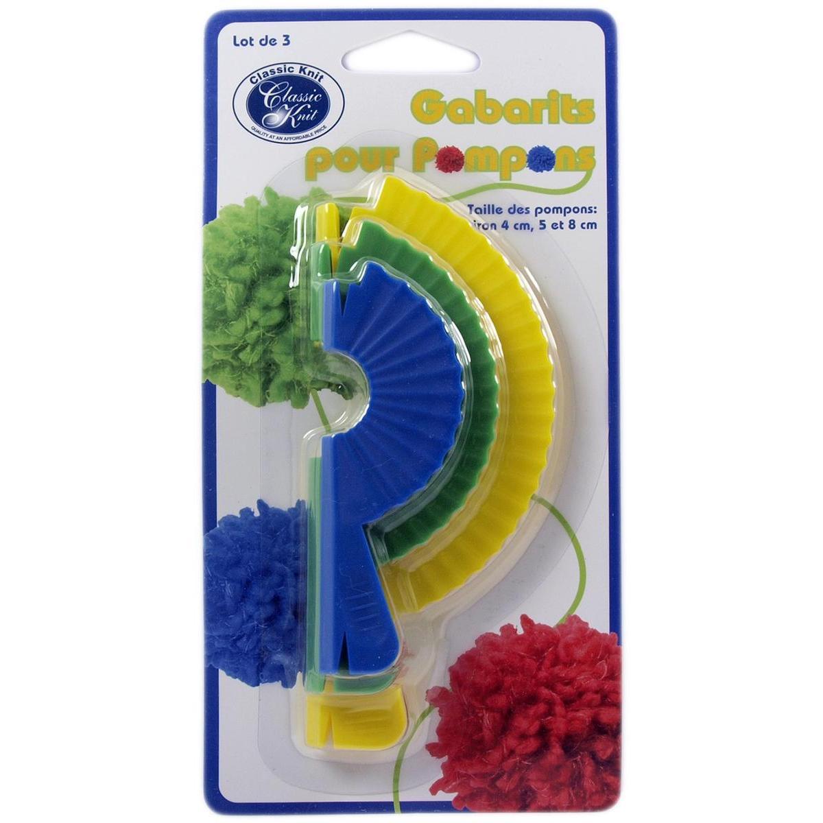 Gabarit à pompon - Plastique - Ø 4 - 5 - 8 cm - Multicolore