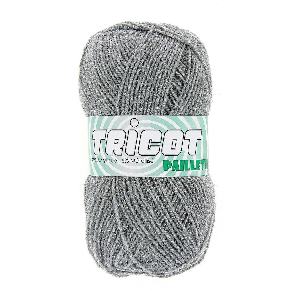 Pelote paillette - 95% acrylique - 5% acier - 50 g - Gris