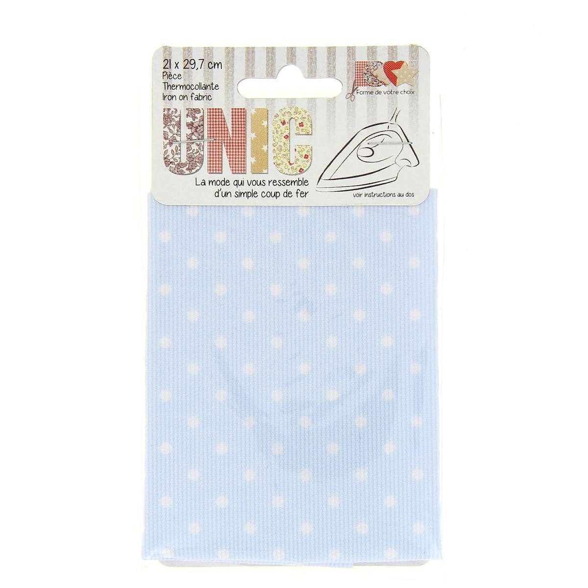 Toile thermocollante - 52% polyester et 48% coton - 21 x 29,7 cm - Bleu marine, blanc