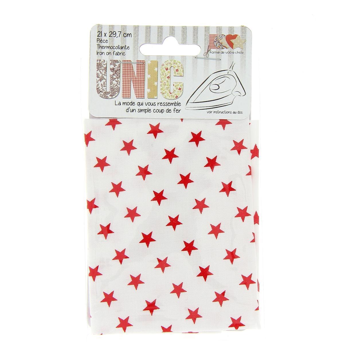 Toile thermocollante - 100% coton - 21 x 29,7 cm - Rouge, blanc