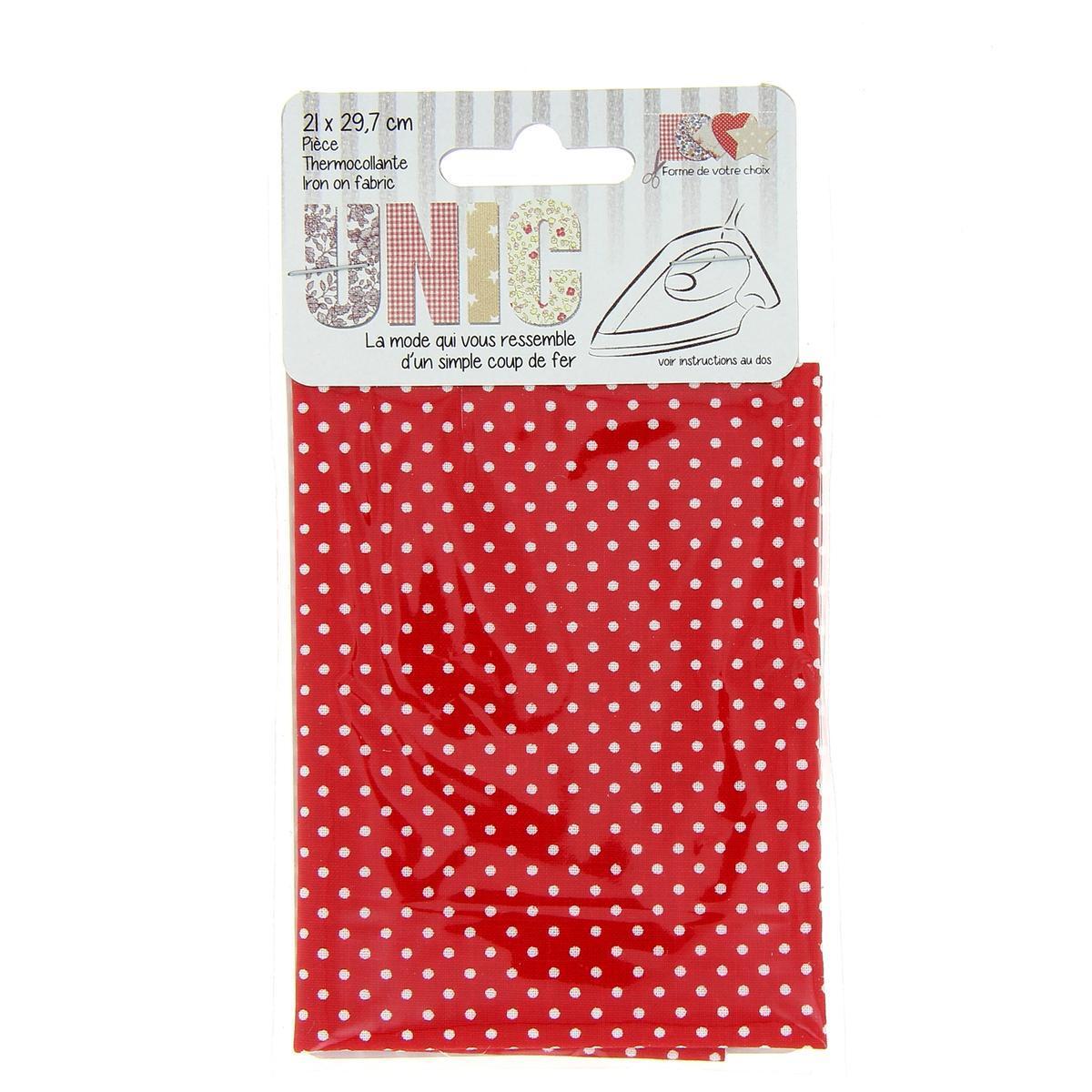 Toile thermocollante - 100% coton - 21 x 29,7 cm - Rouge, blanc