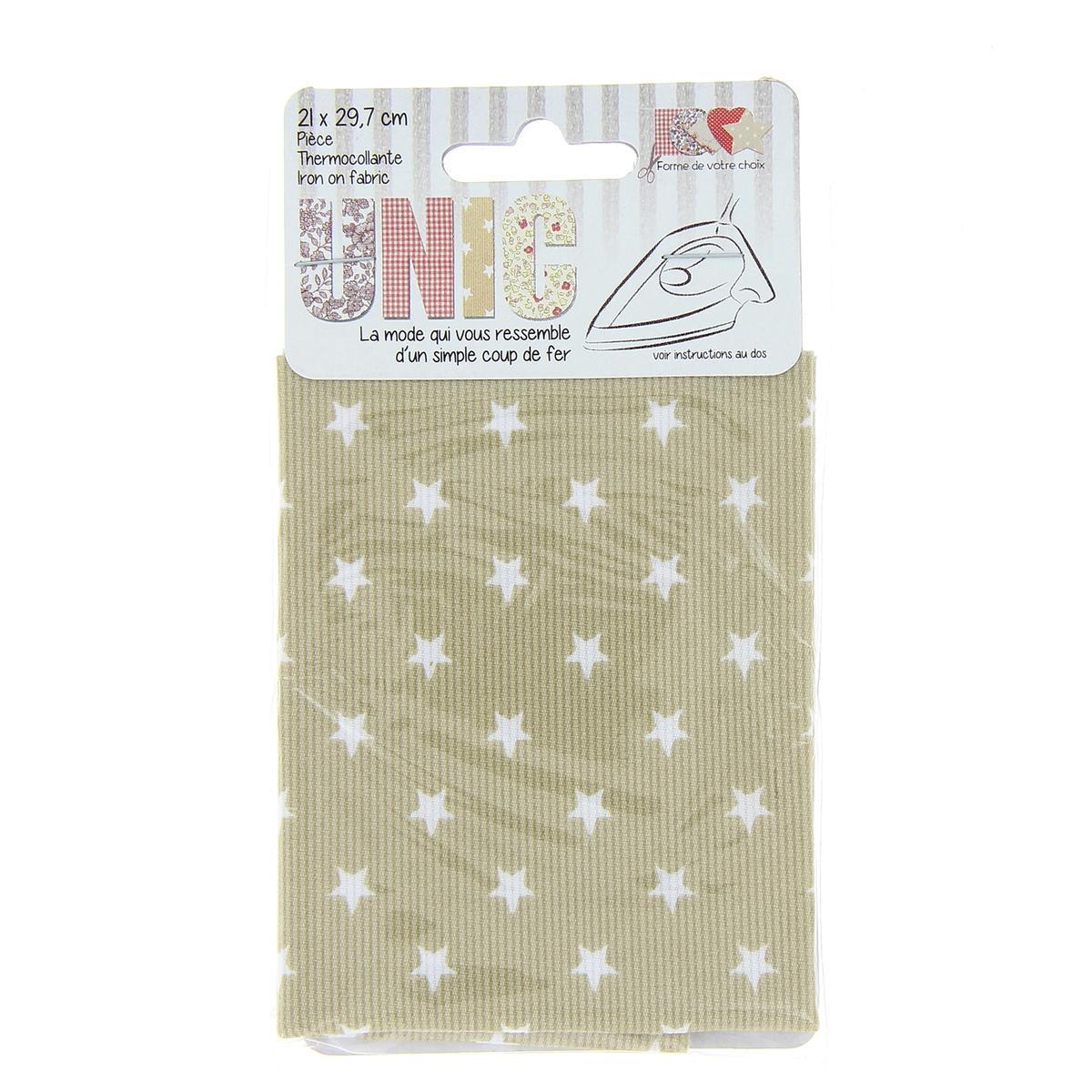 Toile thermocollante - 52% polyester et 48% coton - 21 x 29,7 cm - Beige, blanc