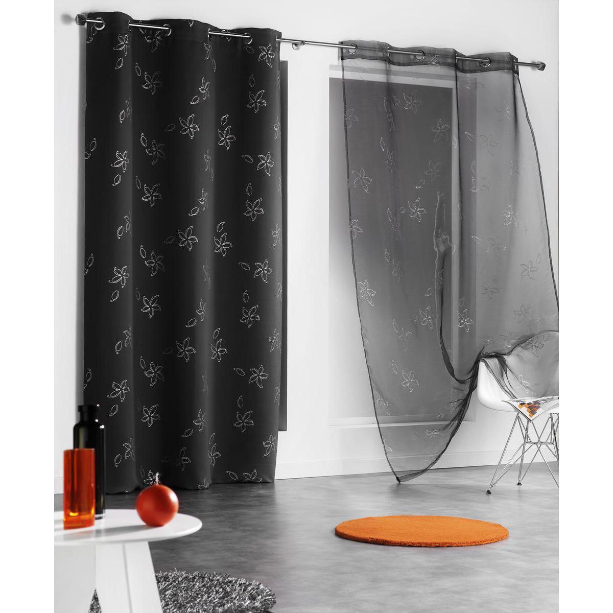 Panneau occultant à œillets - 100% polyester - 140 x 240 cm - Noir