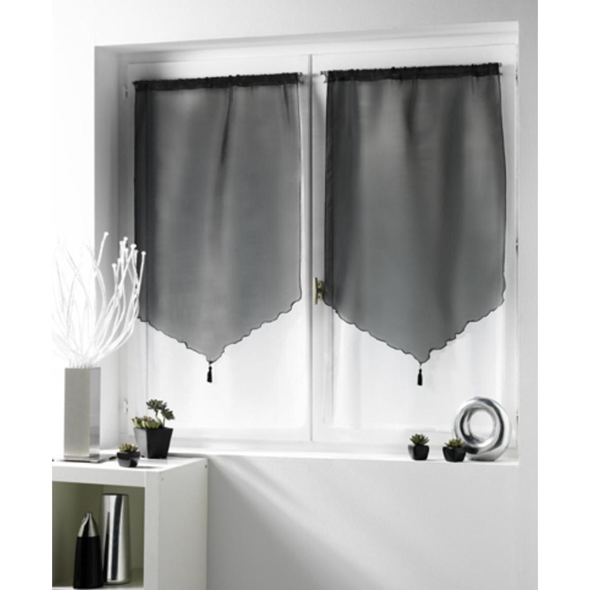 Paire de voilages doubles - 100% polyester - 70 x 120 cm - Noir