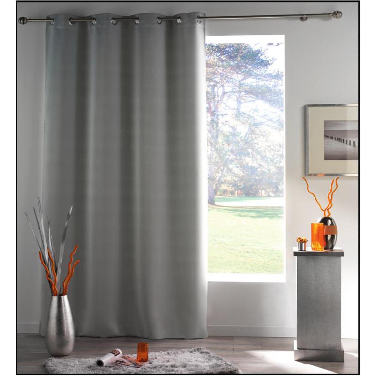 Panneau occultant à œillets - 100% polyester - 140 x 260 cm - Gris souris