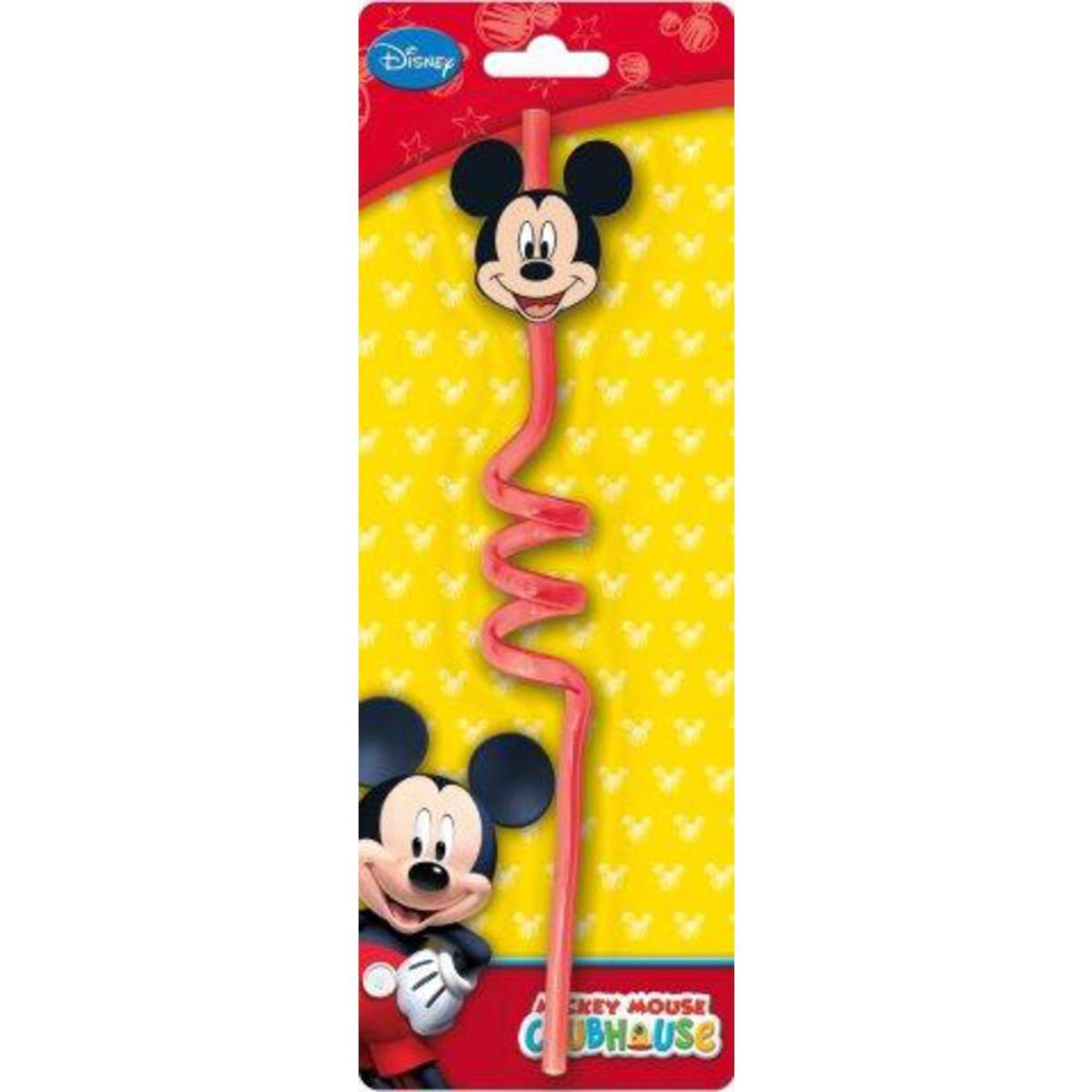 Paille rigide Mickey - Plastique - Ø 4 x 21 cm - Multicolore