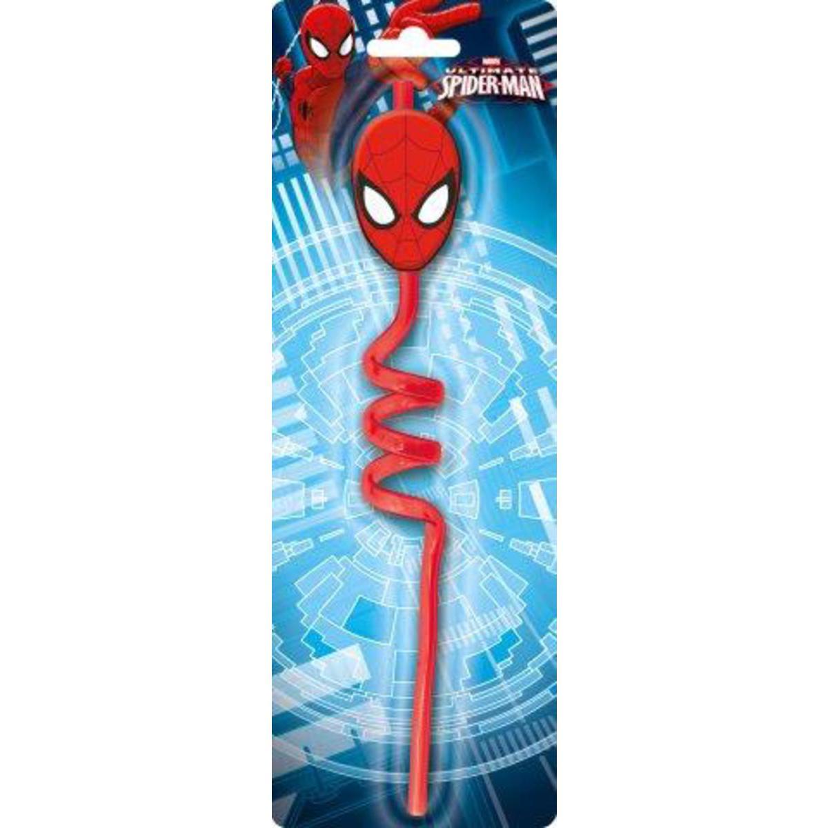 Paille rigide Spider-man - Plastique - Multicolore