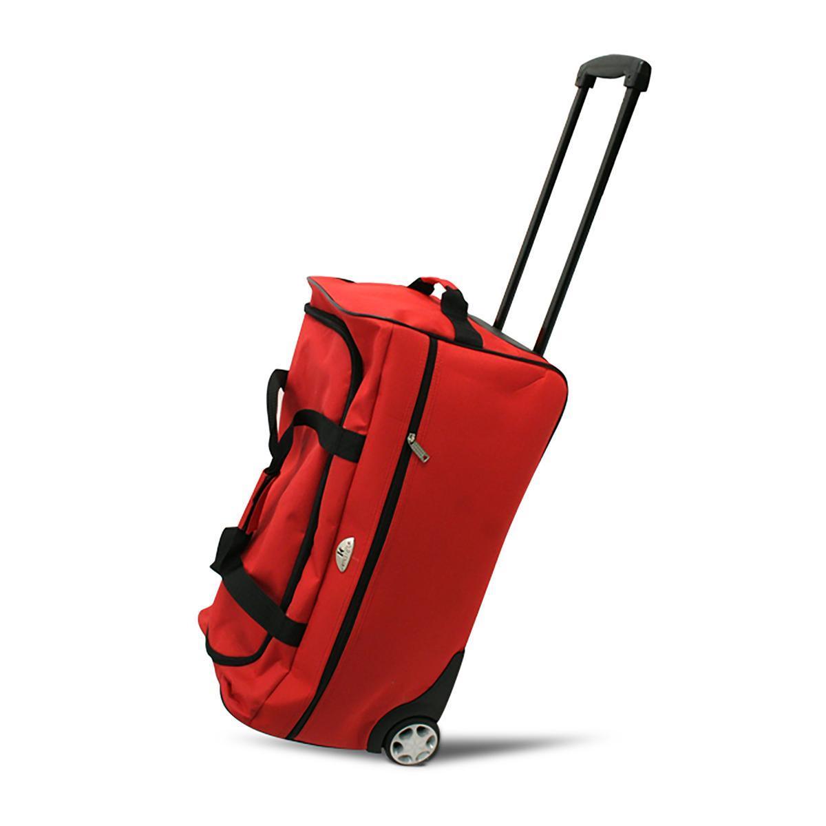Sac de voyage trolley textile rouge moyen modèle - L 61 x H 32 x 32 cm