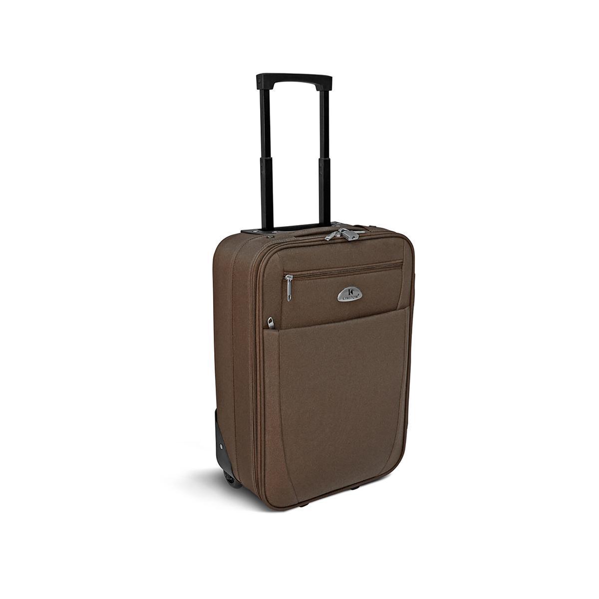 Valise cabine textile lowcost marron homme - H 50 x L 35 x 20 cm