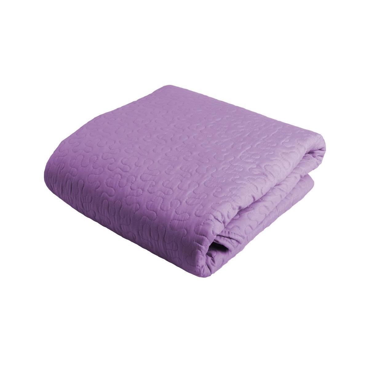Boutis 220 x 240 cm + taies 63 x 63 cm - 100 % Polyester - Violet