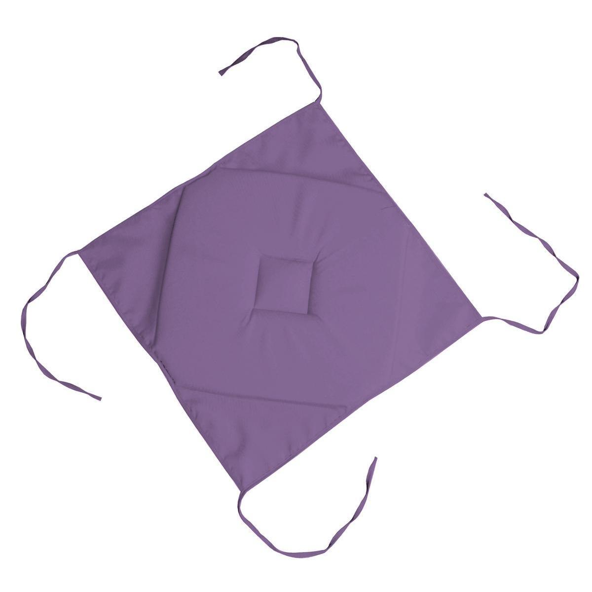 Galette de chaise carrée - 100 % Polyester - 40 x 40 cm - Violet