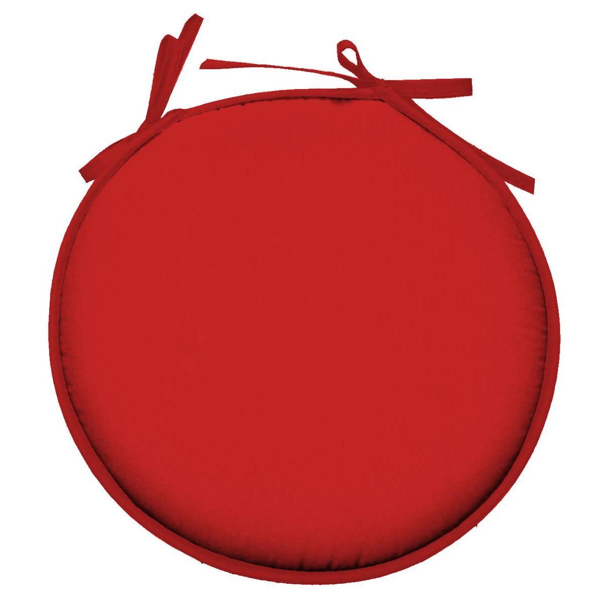 Galette de chaise ronde - 100 % Polyester - Ø 40 cm - Rouge