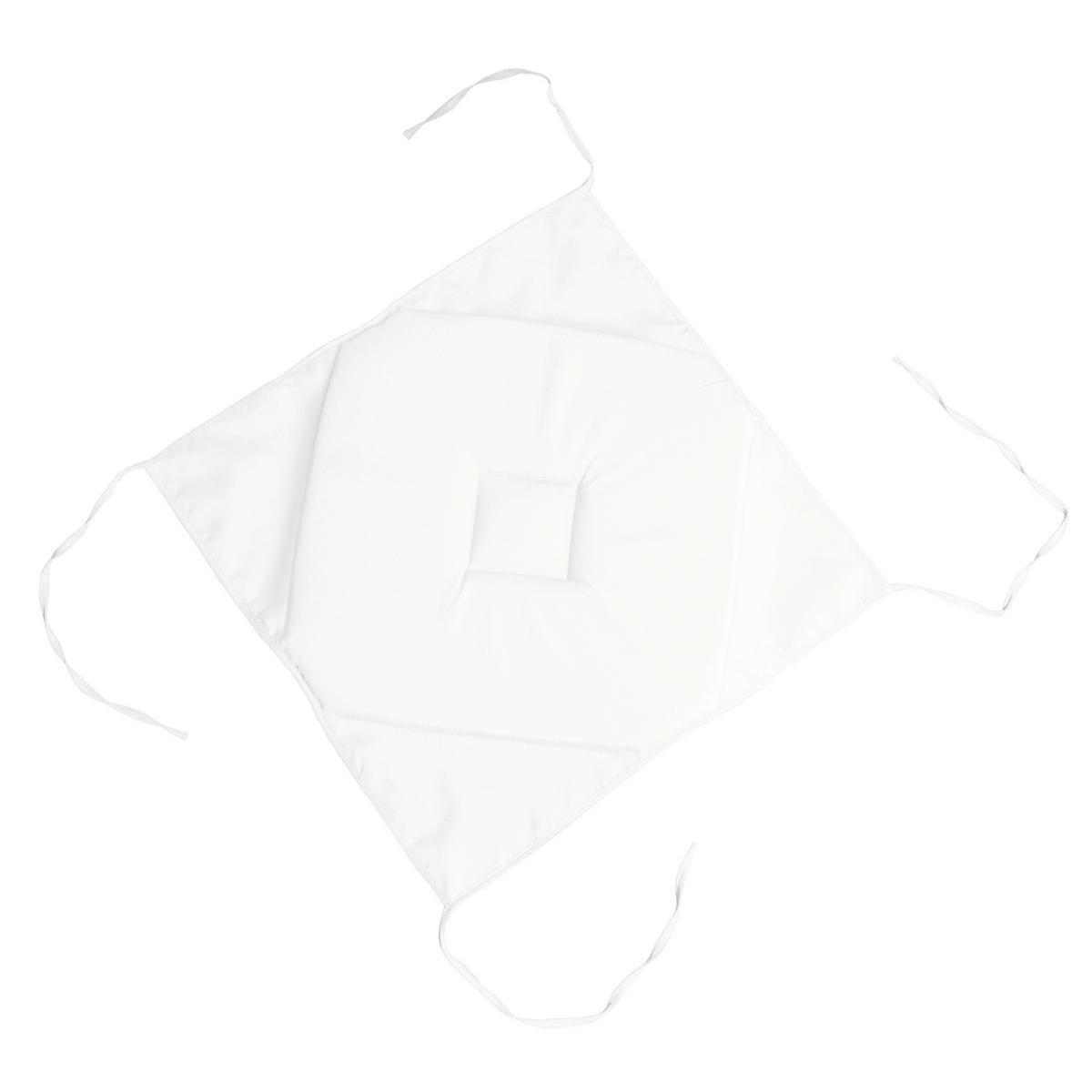 Galette de chaise carrée - 100 % Polyester - 40 x 40 cm - Blanc