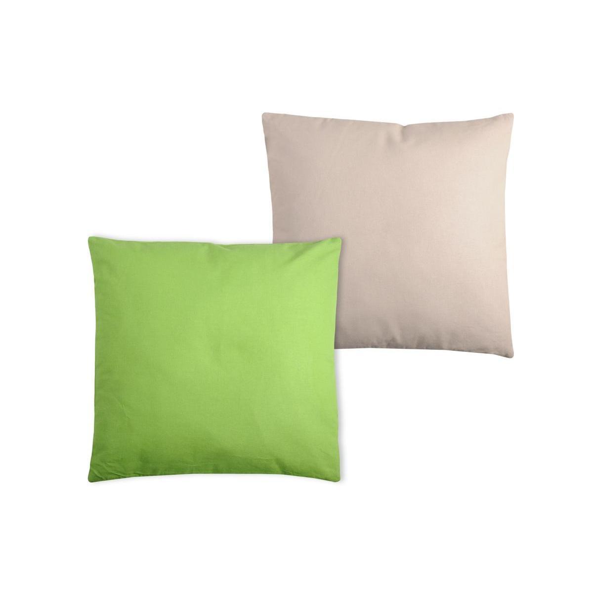2 coussins- 100 % coton -50 x 50 cm - Beige et vert