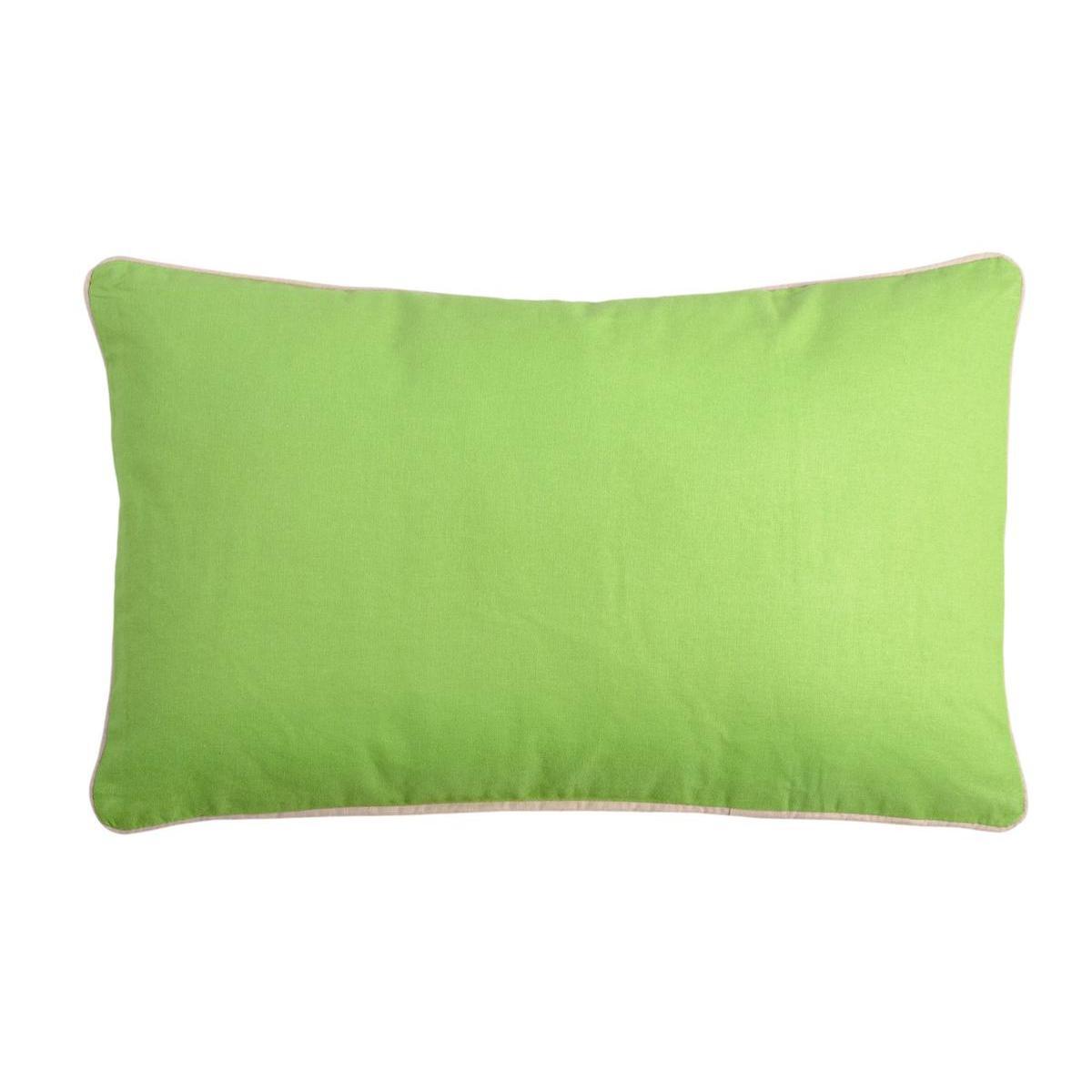 Coussin - 100 % coton - 30 x 50 cm - Beige et vert
