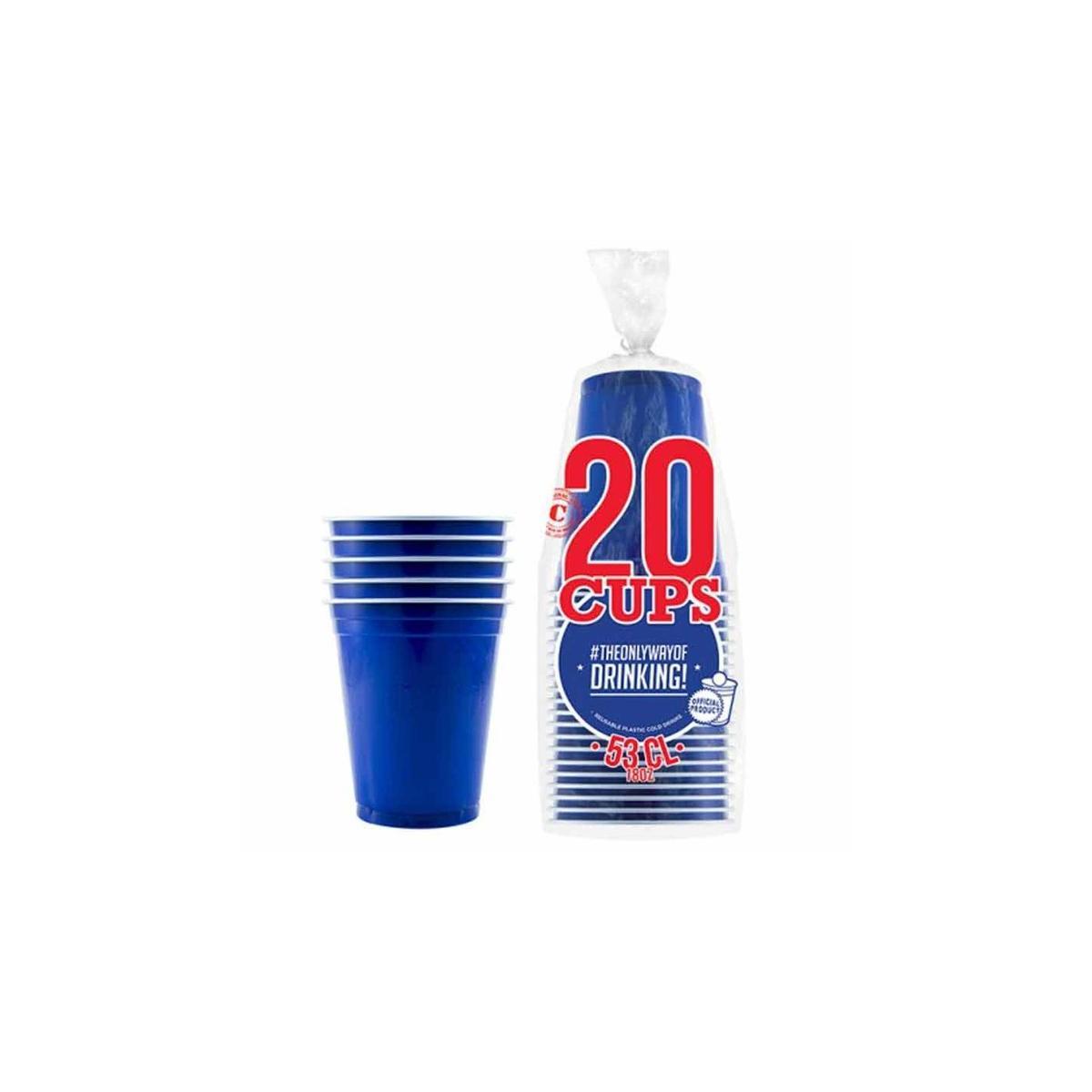 20 gobelets à Beer Pong 53 cl - Plastique - Bleu - 350 g