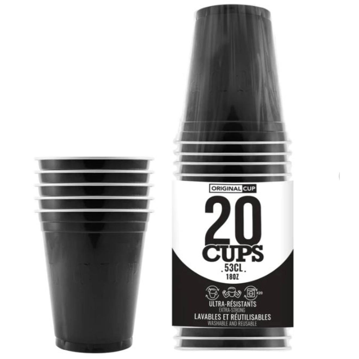 20 gobelets à Beer Pong 53 cl - Plastique - Noir - 350 g