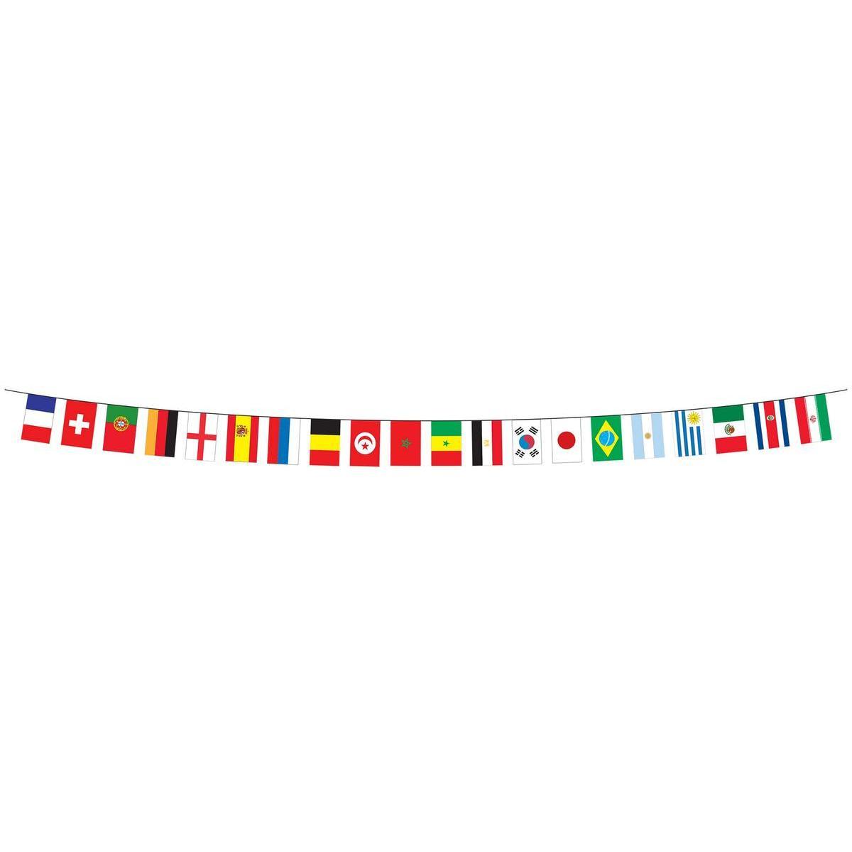 Guirlande de drapeaux multi pays - Plastique - 5 m x 30 cm x h 20 cm - Multicolore