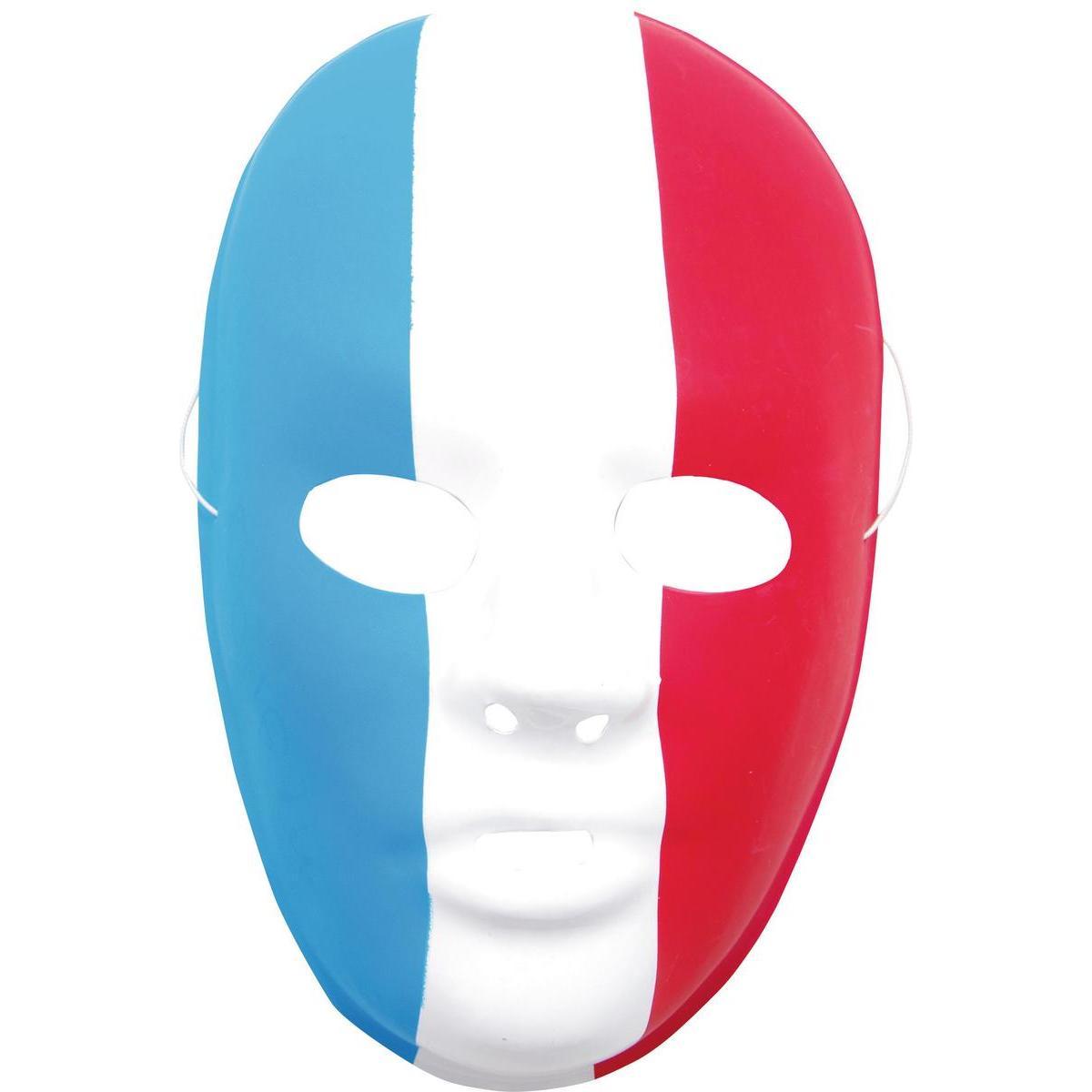 Masque équipe de France - Plastique - 24 x 15 cm - Bleu, blanc et rouge