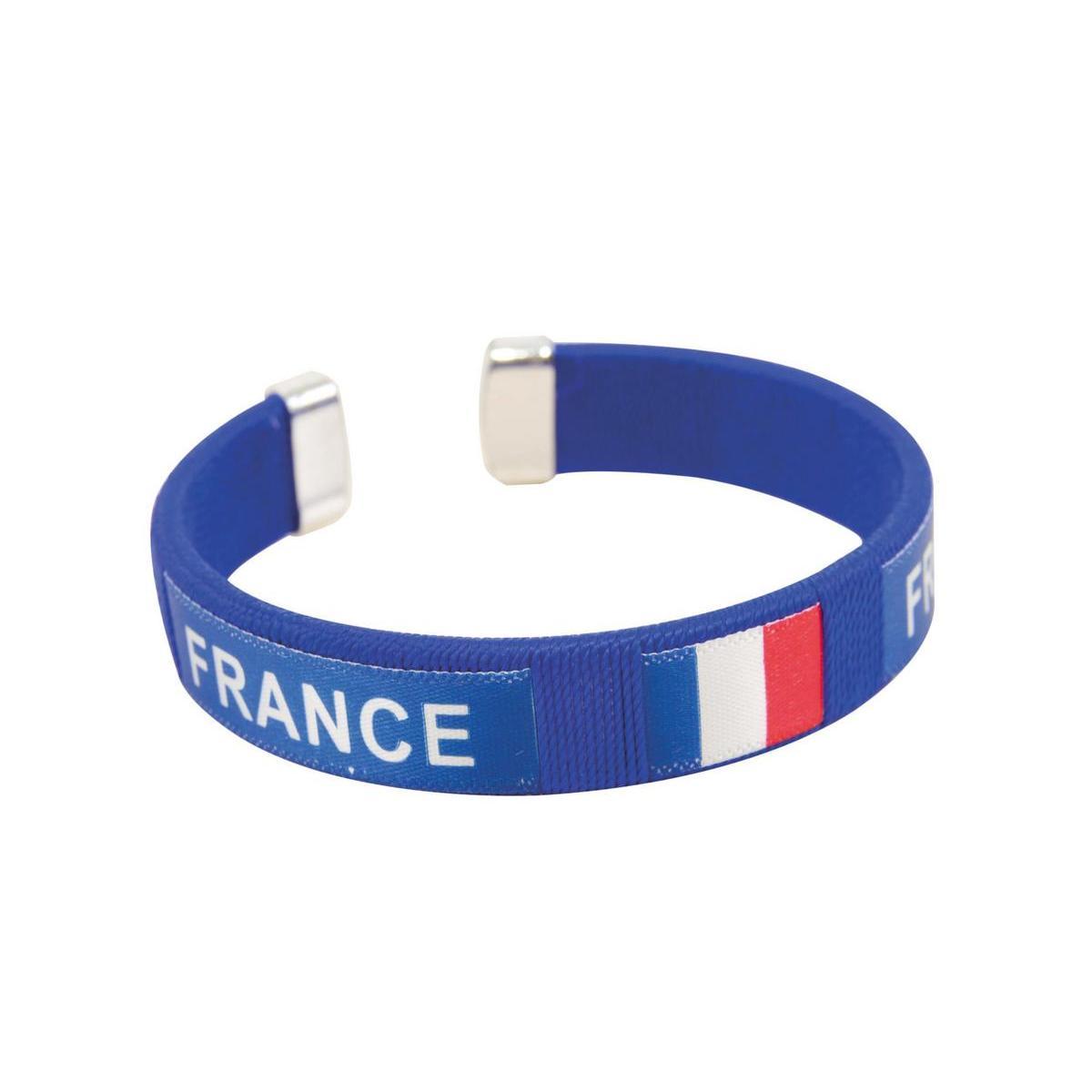Bracelet rigide équipe de France - Plastique - 8 x 3 cm - Bleu, blanc et rouge