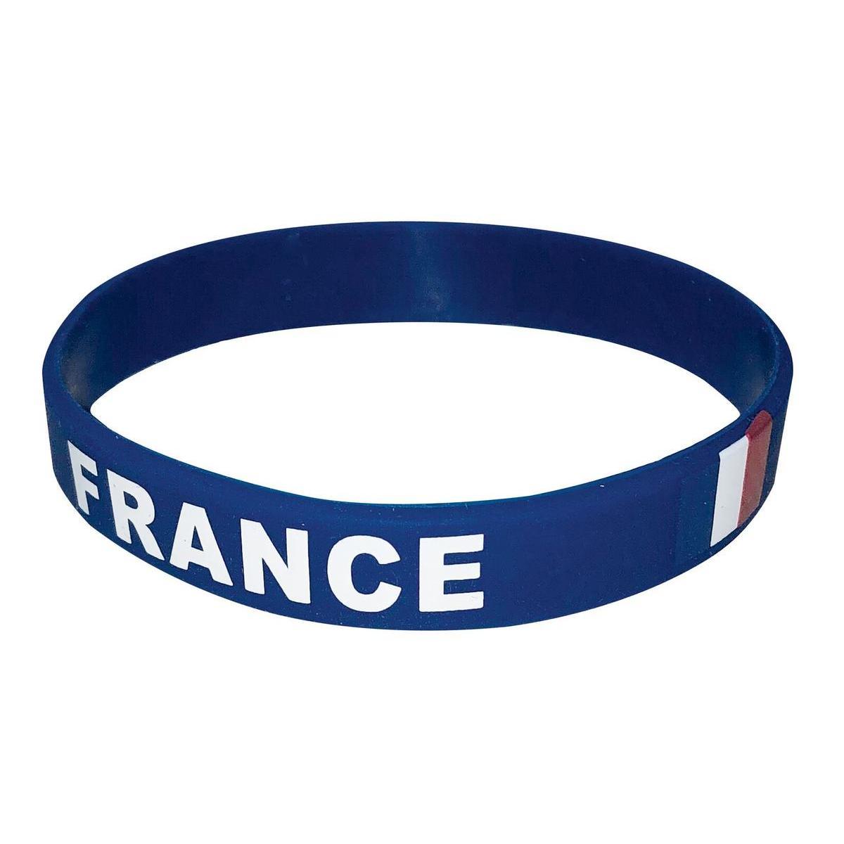 Bracelet rigide équipe de France - Plastique - 8 x 3 cm - Bleu, blanc et rouge