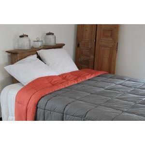 Couette - 100 % polyester - 200 x 200 cm - Orange et gris