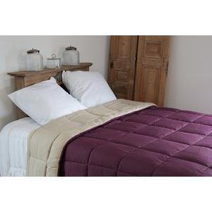 Couette - 100 % polyester - 140 x 200 cm - Beige et violet