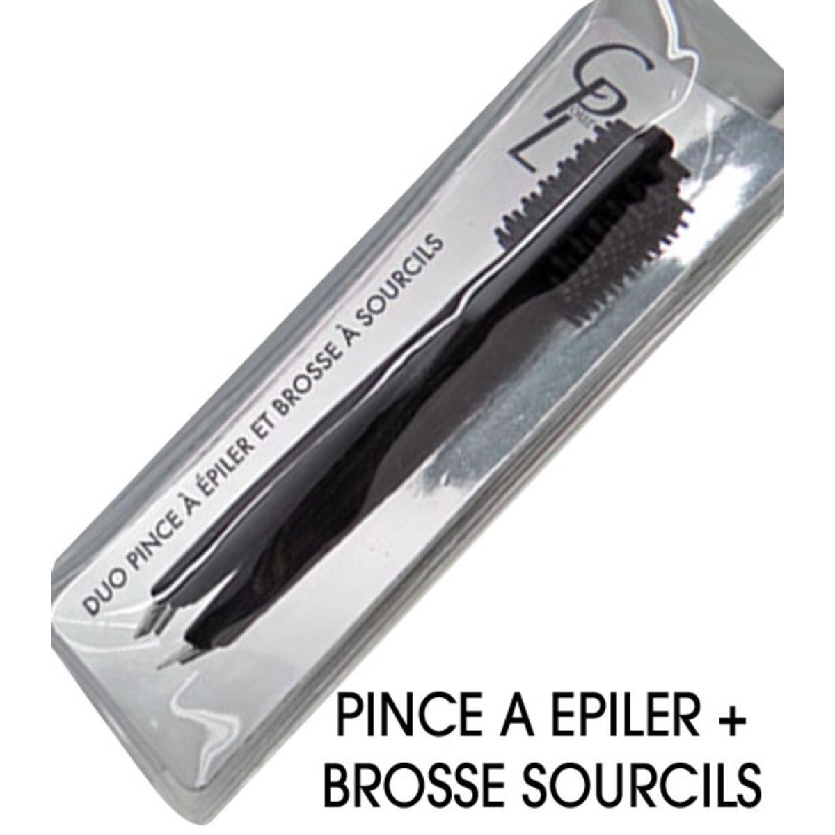 Duo pince à épiler + brosse à sourcils - L 11.5 cm - Noir - MODELITE