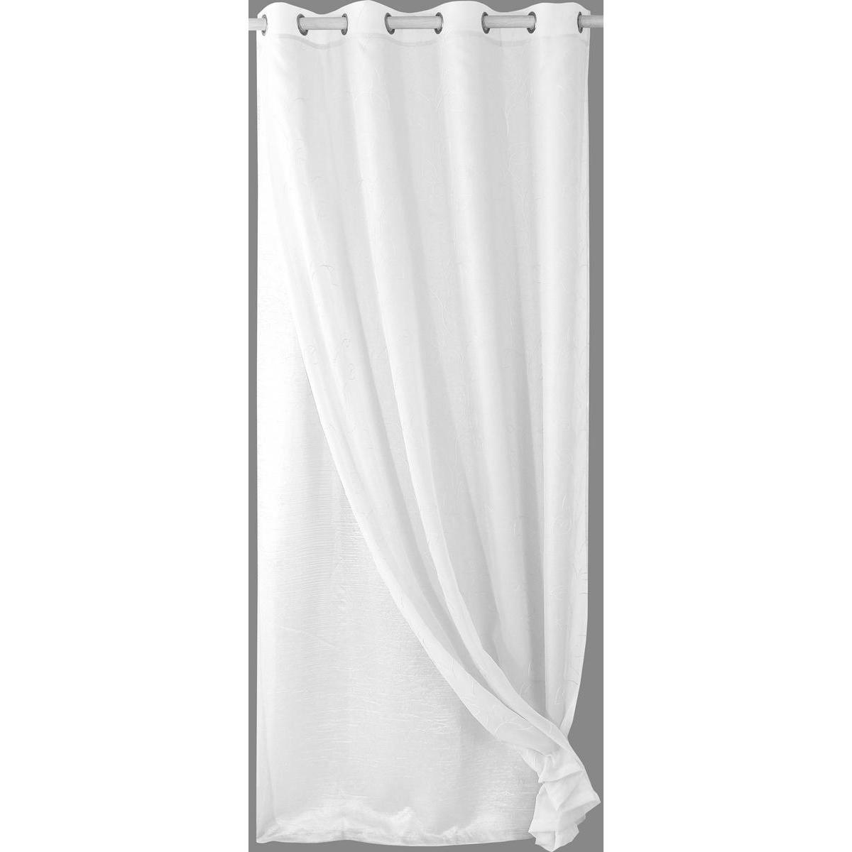 Double panneau voilage à œillets - 100 % Polyester - 140 x 240 cm - Blanc