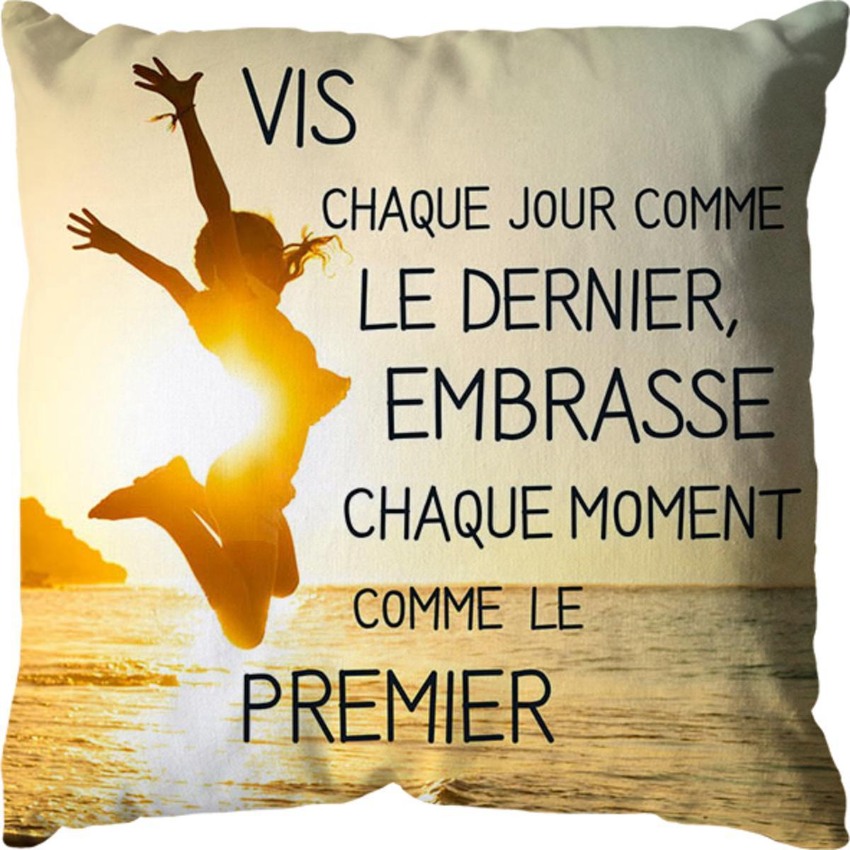 Coussin imprimé avec citation 100 % Polyester - 40 x 40 cm - Multicolore