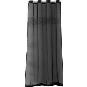Voilage à œillets - 100 % Polyester - 140 x 260 cm - Noir avec bandeau à œillets