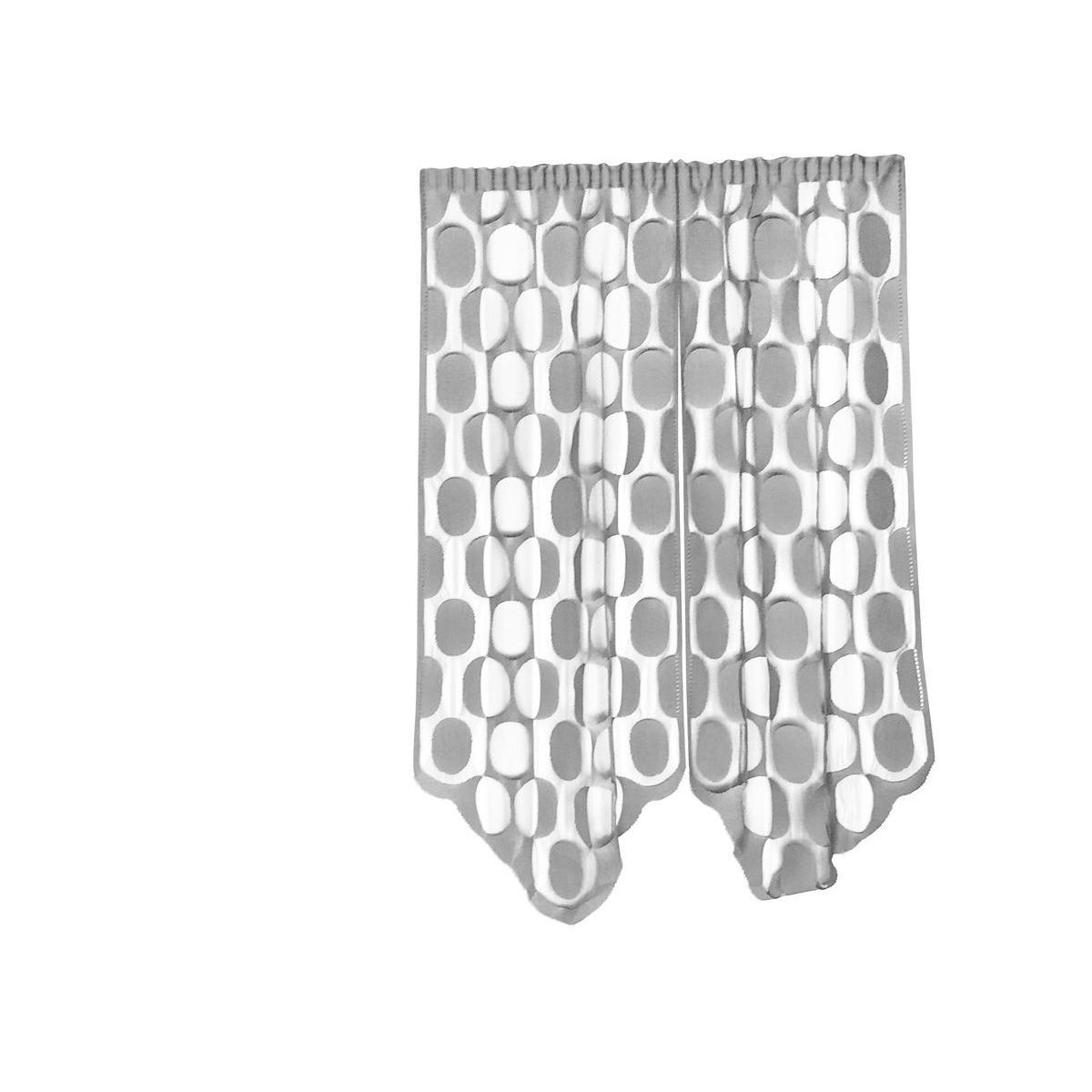 Paire de vitrages - 60 x 90 cm - 100 % Polyester - Gris