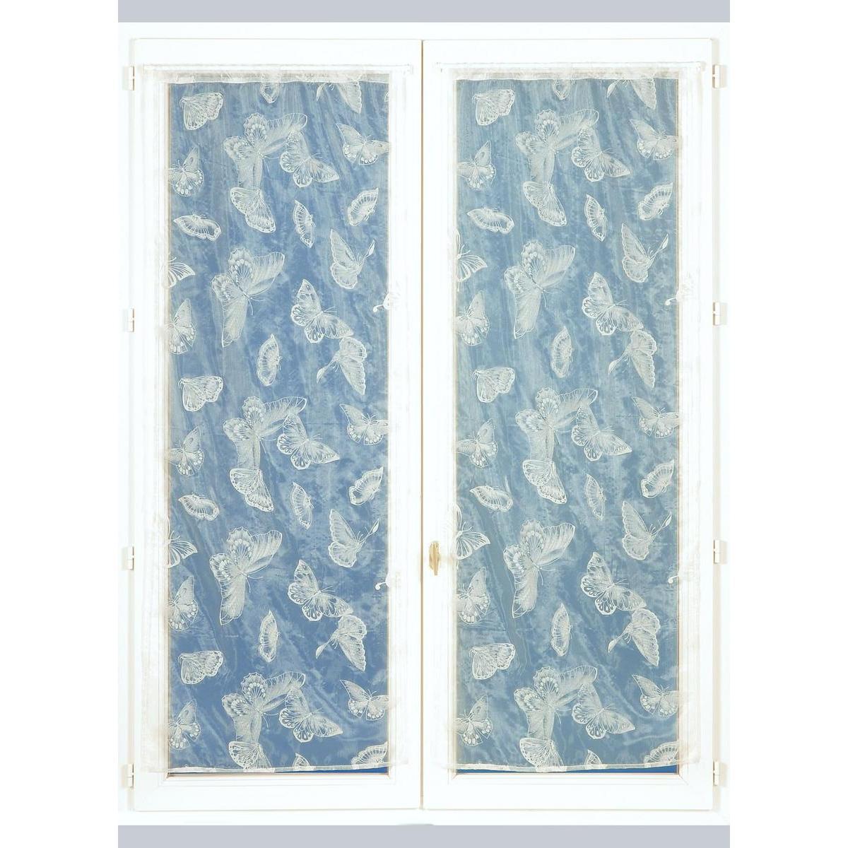 Paire de vitrages organza - 60 x 160 cm - 100 % Polyester - Blanc