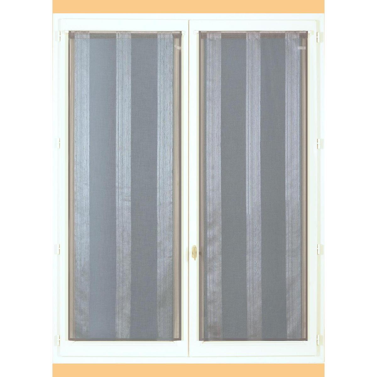 Paire de vitrages - 60 x 160 cm - 100 % Polyester - Gris
