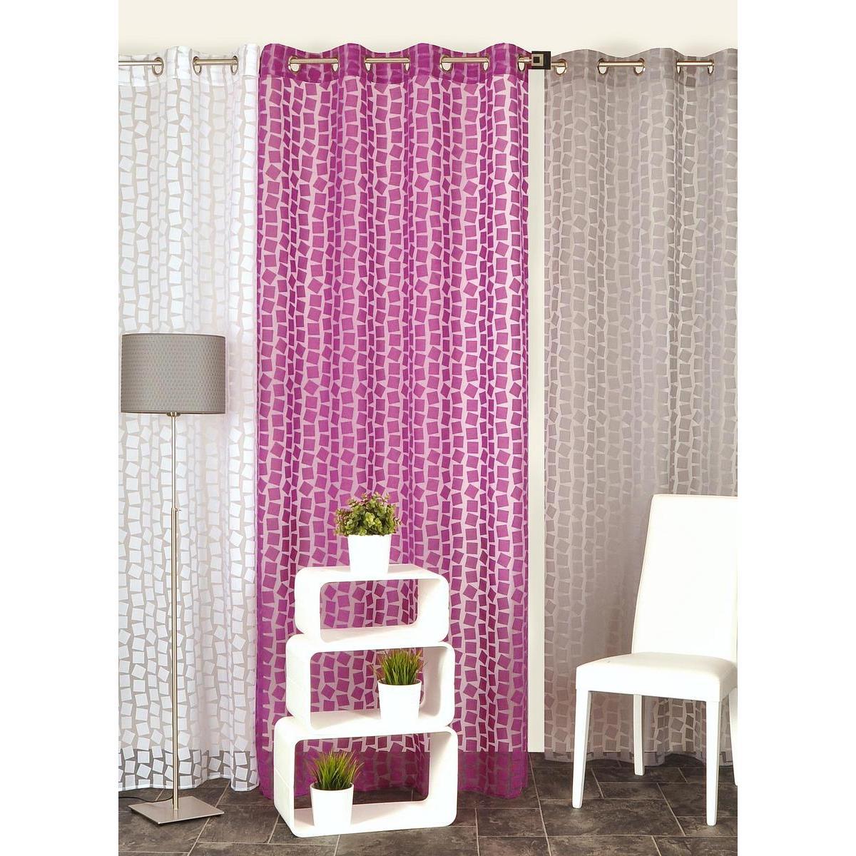 Panneau à œillets organza - 140 x 240 cm - 60 % Polyester 40 % Polyester - Prune