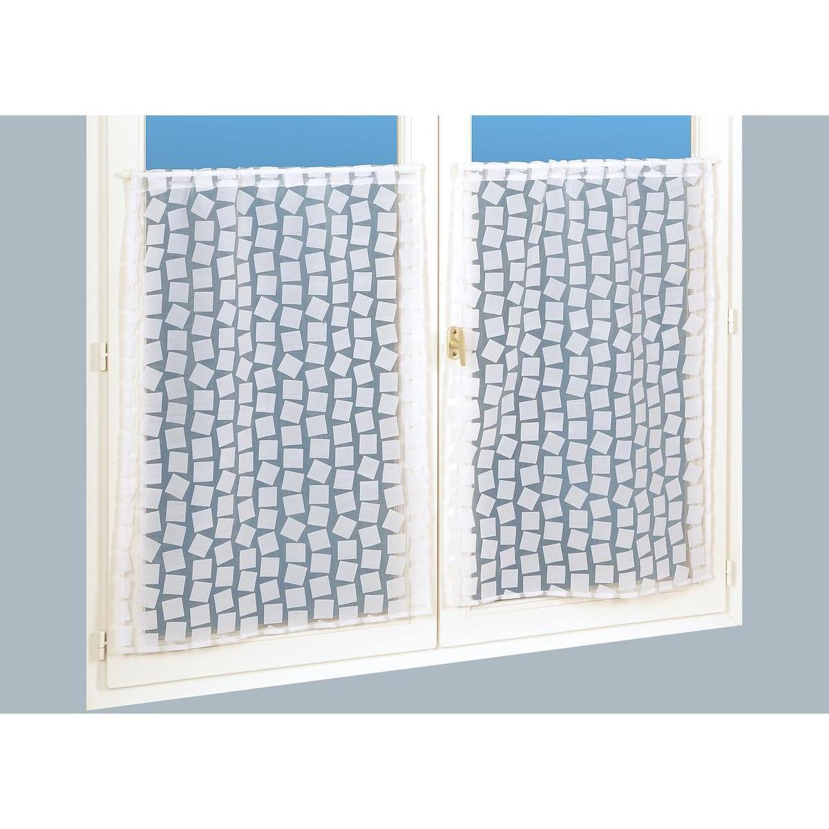 Paire de vitrages organza - 60 x 90 cm - 60 % Polyester 40 % Polyester - Blanc