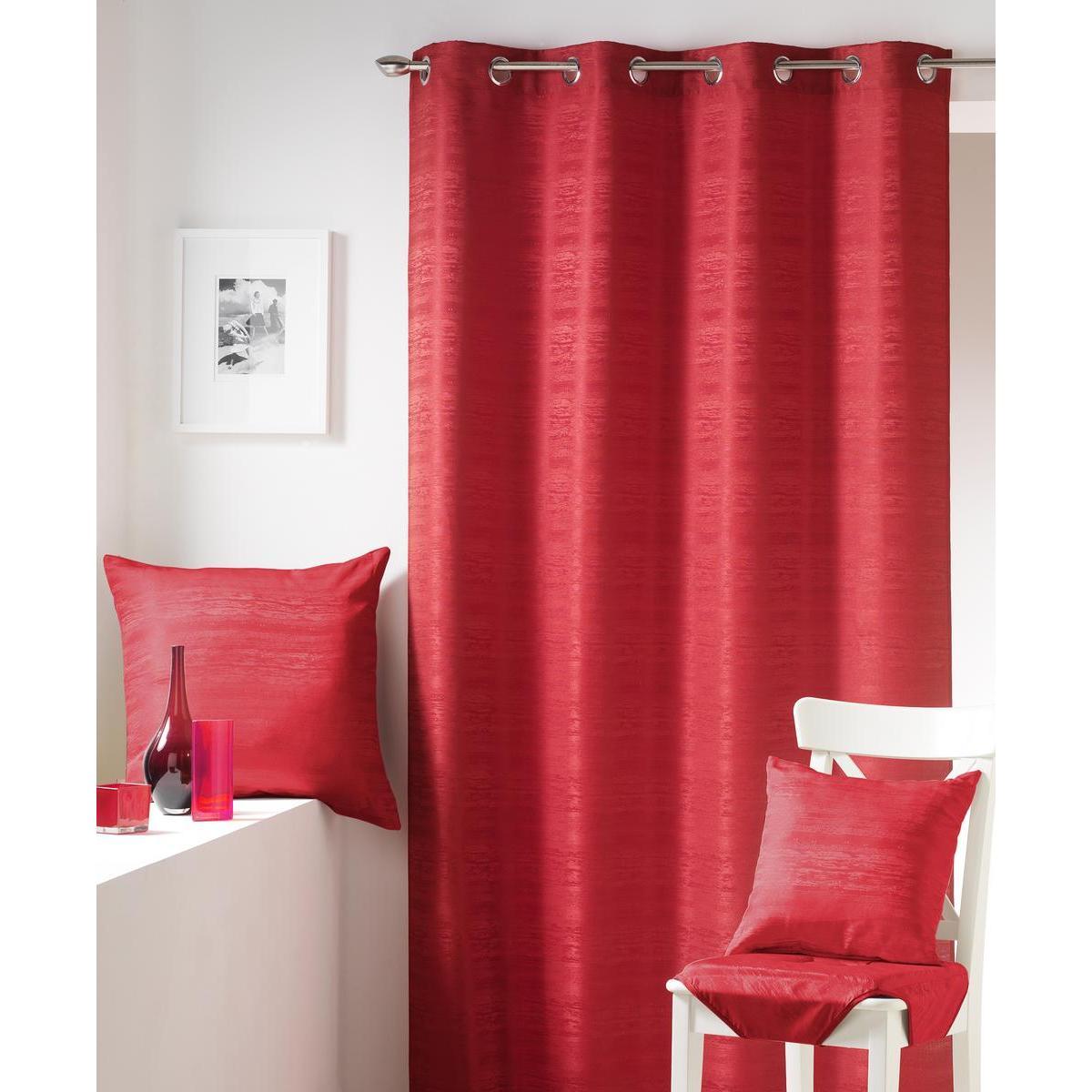 Galette de chaise à rabats jacquard - 100 % polyester - 40 x 40 x 3,5 cm - Rouge