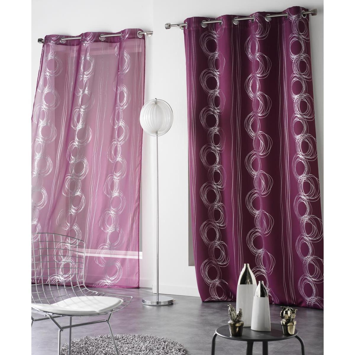 Rideau occultant - 100 % polyester - 140 x 240 cm - Violet