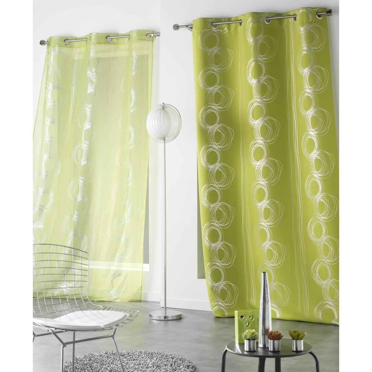 Voilage - 100 % polyester - 140 x 240 cm - Vert