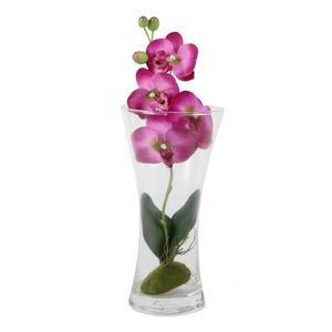 Orchidée en vase évasé - H 37 cm - Rose