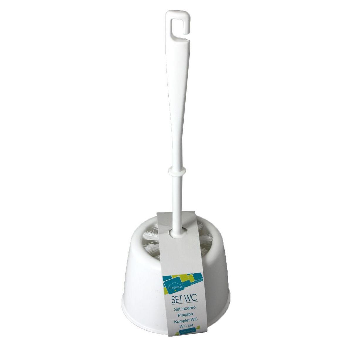 Ensemble brosse et pot WC - Polypropylène - 7 x 7 x 36 cm - Blanc