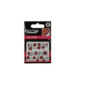 Sticker ongles coquelicots rouge/noir