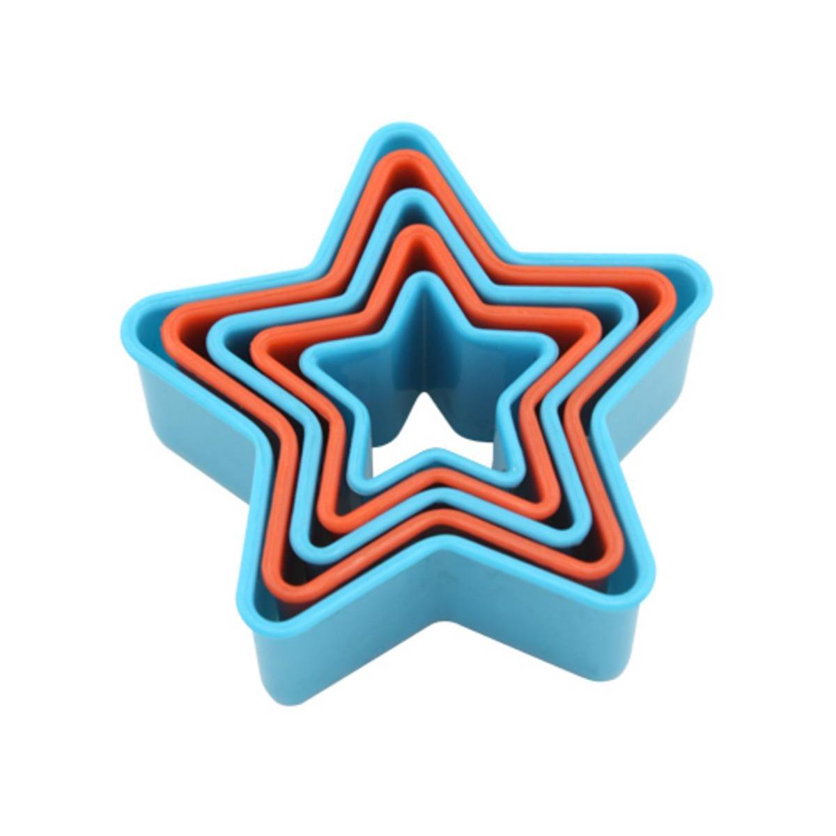 Emporte-pièces étoile - Plastique - 4,4 x 9,9 cm - Bleu et orange