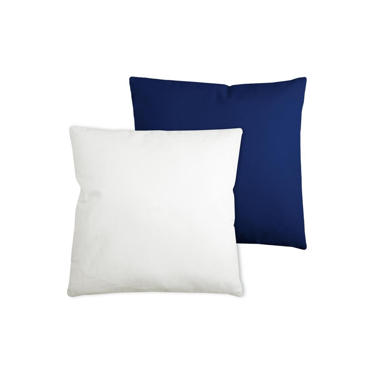2 coussins - 100 % coton - 50 x 50 cm - Bleu et Écru