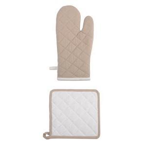 Set gant et manique - 100 % coton - 20 x 30 x 5 cm - Écru