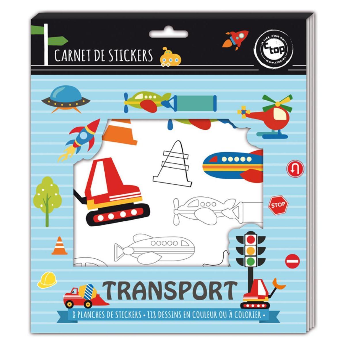 Carnet de stickers transports - Papier - 22,2 x 0,2 x 25,5 cm - Multicolore