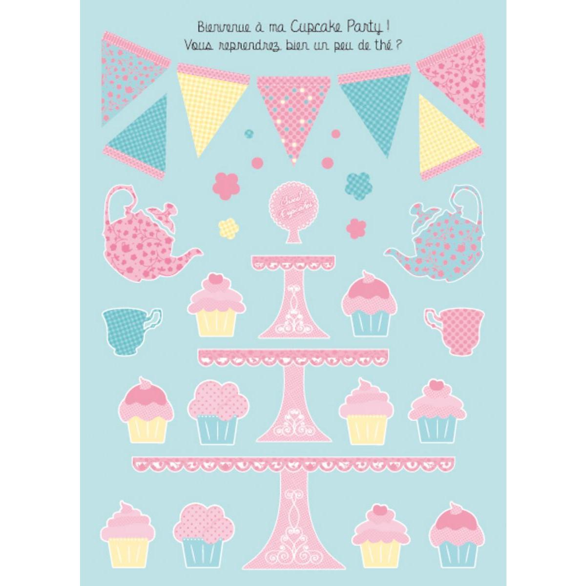 70 gommettes cupcakes - Papier - 16,5 x 0,1 x 26,8 cm - Multicolore