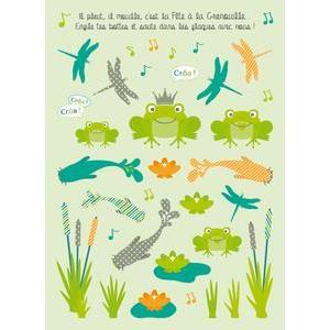 70 gommettes grenouilles - Papier -16,5 x 0,1 x 26,8 cm - Multicolore